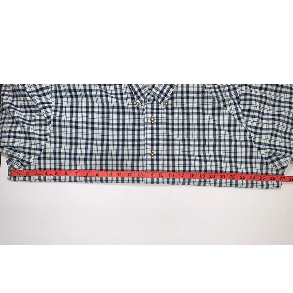 Wrangler Mens XL Short Sleeve Button Down Shirt Blue White Plaid Wrinkle Resist - Picture 6 of 11
